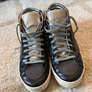 P448 Black and Gold Skate High-Top Sneakers (Size 39)